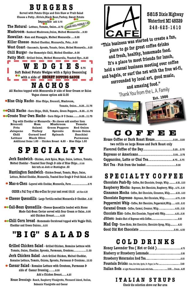 L. A. Cafe Menu